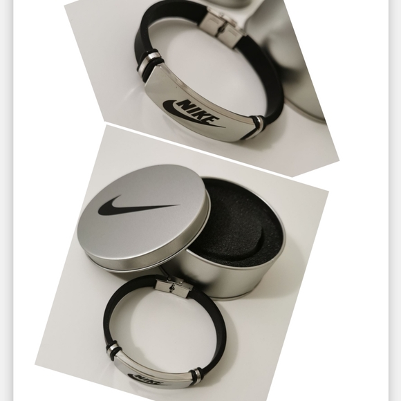 Nike Men's Silicone Rubber Bracelet With Silver Metal Container - Picture 2 of 4